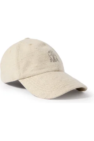Brunello Cucinelli Logo-Embroidered Leather-Trimmed Wool and Cashmere-Blend Baseball Cap