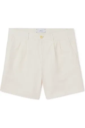 Mr P. Straight-Leg Pleated Cotton and Linen-Blend Twill Shorts