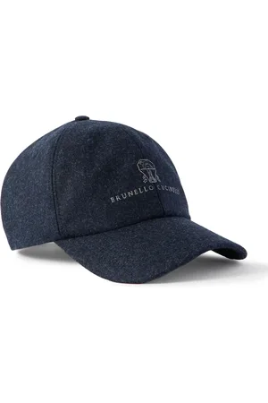 Brunello Cucinelli Logo-Embroidered Leather-Trimmed Wool-Flannel Baseball Cap
