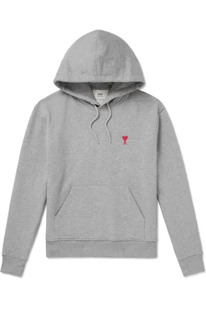 Ami Logo-Embroidered Cotton-Blend Jersey Hoodie