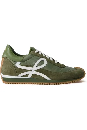 Loewe Flow Runner Leather-Trimmed Brushed-Suede and Nylon Sneakers