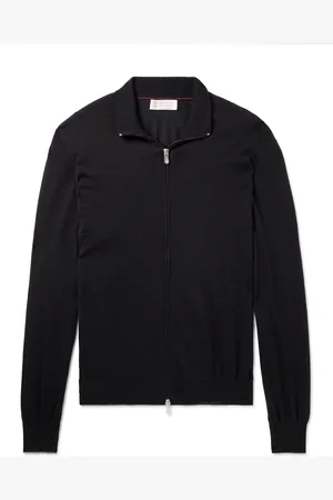 Brunello Cucinelli Cashmere and Silk-Blend Zip-Up Sweater