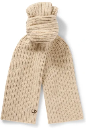 Loro Piana Leather-Trimmed Ribbed Cashmere Scarf
