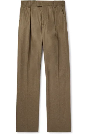 Loro Piana Reinga Straight-Leg Pleated Wool and Cashmere-Blend Flannel Trousers