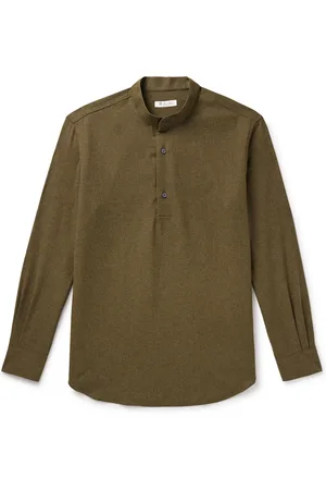Loro Piana Elia Grandad-Collar Virgin Wool and Cashmere-Blend Shirt