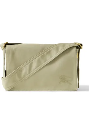 Burberry Logo-Embroidered Gabardine Messenger Bag