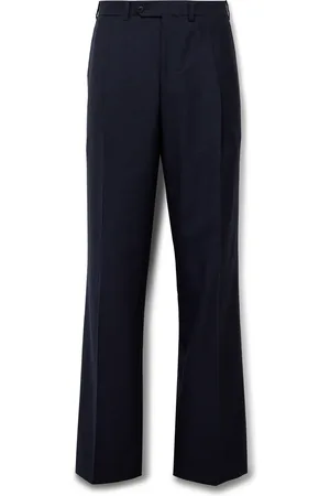 Saman Amel Amo Wide-Leg Pleated Wool, Silk and Linen-Blend Suit Trousers