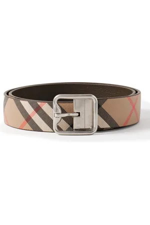Burberry 3.5cm Reversible Checked Coated-Canvas and Full-Grain Leather Belt
