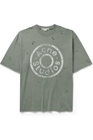 Acne Studios Exford Distressed Logo-Print Cotton-Blend Jersey T-Shirt
