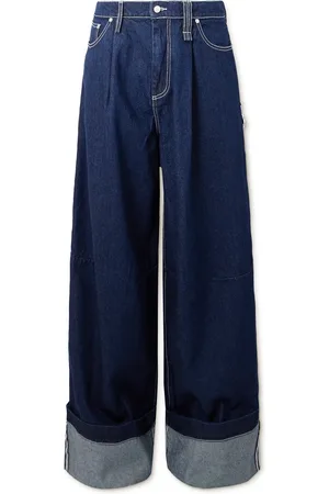 Simone Rocha Puddle Wide-Leg Pleated Crystal-Embellished Jeans