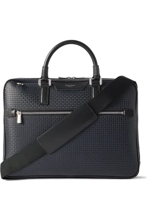 SERAPIAN Leather-Trimmed Stepan Monogrammed Coated-Canvas Briefcase