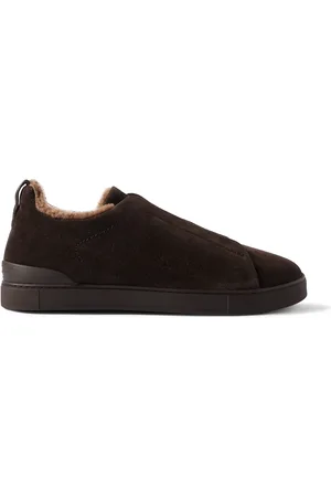 Ermenegildo Zegna Triple Stitch™ Shearling-Lined Suede Slip-On Sneakers