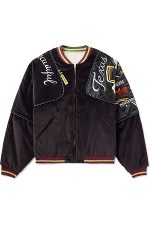 KAPITAL Embroidered Quilted Shell-Trimmed Cotton-Velvet Bomber Jacket