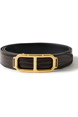 Tom Ford 3cm Glossed Croc-Effect Leather Belt