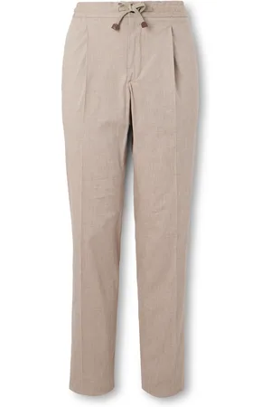 Incotex Venezia 1951 Slim-Fit Tapered Pleated Striped Cotton-Blend Trousers