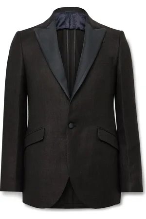 Favourbrook Randwick Slim-Fit Faille-Trimmed Herringbone Linen and Silk-Blend Tuxedo Jacket