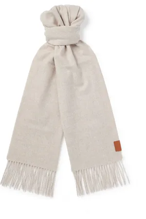 Loewe Logo-Appliquéd Fringed Cashmere Scarf