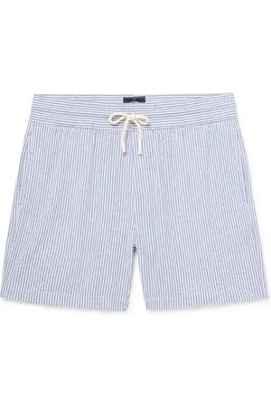 Portuguese Flannel Straight-Leg Striped Cotton-Seersucker Drawstring Shorts