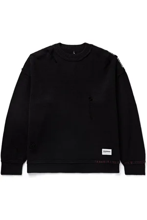NEIGHBORHOOD Savage Logo-Appliquéd Distressed Knitted Sweater