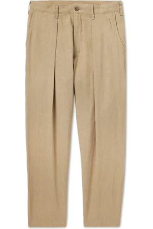 MONITALY Tapered Pleated Linen and Cotton-Blend Gauze Trousers