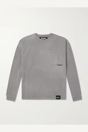NEIGHBORHOOD Savage Logo-Flocked Distressed Cotton-Jersey T-Shirt