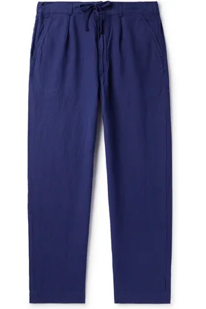 Ralph Lauren Prepster Straight-Leg Pleated Linen and Cotton-Blend Drawstring Trousers