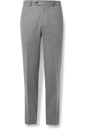 Rubinacci Modluca Straight-Leg Pleated Wool-Flannel Trousers