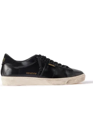 Golden Goose Matchstar Suede-Trimmed Distressed Glossed-Leather Sneakers