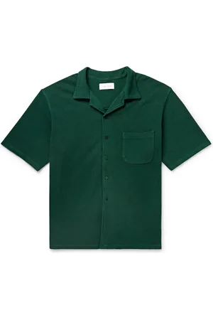 Les Tien Camp-Collar Garment-Dyed Cotton-Piqué Shirt