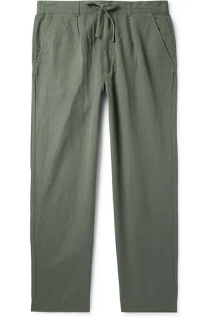 Ralph Lauren Prepster Straight-Leg Pleated Linen and Cotton-Blend Drawstring Trousers
