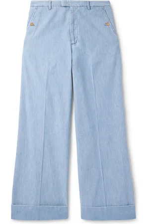 VALENTINO GARAVANI Wide-Leg Cotton-Chambray Trousers