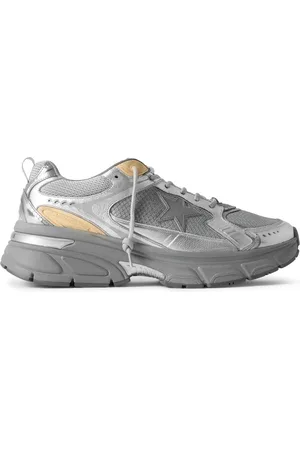 Golden Goose Lightstar Rubber-Trimmed Metallic Leather and Mesh Sneakers