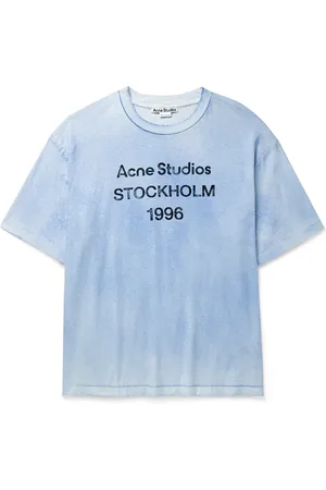 Acne Studios Exford Distressed Logo-Print Cotton and Hemp-Blend Jersey T-Shirt