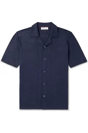 Brunello Cucinelli Camp-Collar Slub Linen and Cotton-Blend Shirt