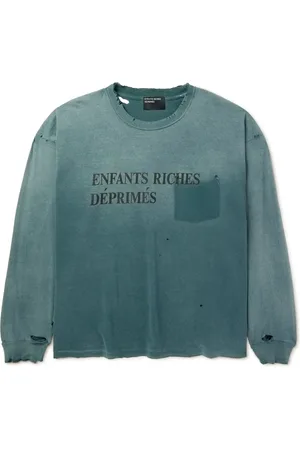 ENFANTS RICHES DEPRIMES Logo-Print Distressed Cotton-Jersey T-Shirt