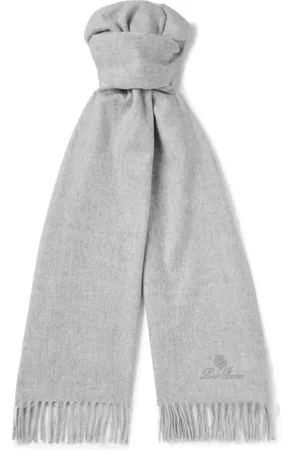Loro Piana Logo-Embroidered Fringed Cashmere Scarf
