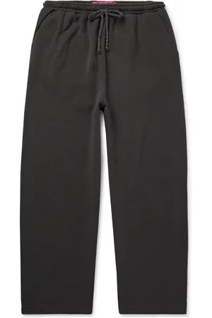 THE ELDER STATESMAN Daily Wide-Leg Cotton and Cashmere-Blend Jersey Sweatpants