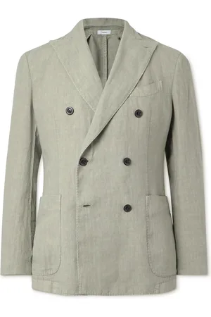 Boglioli Double-Breasted Garment-Dyed Linen Suit Jacket
