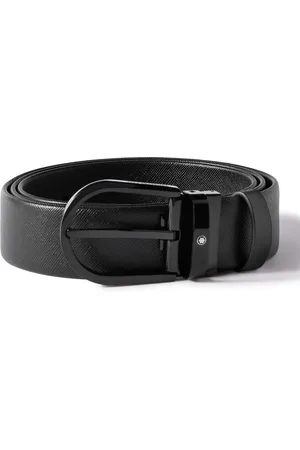 Montblanc 3.5cm Cross-Grain Leather Belt