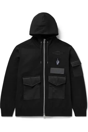 SACAI Spiewak Mark Gonzales Titan Cloth-Trimmed Appliquéd Cotton-Jersey Hoodie