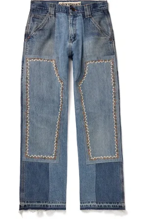 Kartik Research Straight-Leg Patchwork Embellished Upcycled Jeans