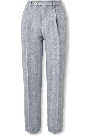 Brunello Cucinelli Straight-Leg Pleated Woven Suit Trousers