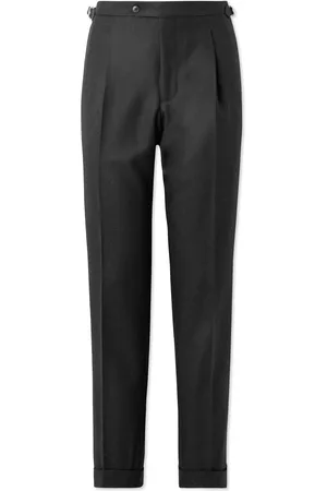 Saman Amel Tapered Pleated Wool-Twill Suit Trousers