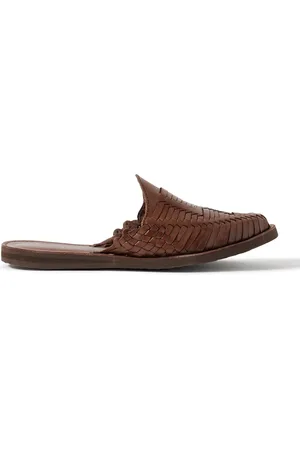 YUKETEN Chamula Punta Mita Woven Leather Backless Loafers