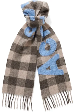 Acne Studios Veda Logo-Appliquéd Fringed Checked Wool-Blend Scarf
