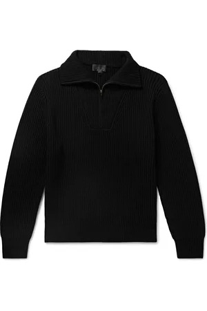 NILI LOTAN Heston Ribbed Cashmere Half-Zip Sweater