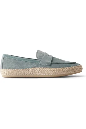 Officine creative Bowline 002 Jute-Trimmed Suede Penny Loafers
