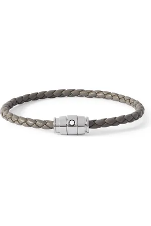 Montblanc Meisterstück 3-Ring Stainless Steel and Woven Leather Bracelet