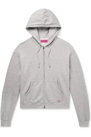 THE ELDER STATESMAN Daily Logo-Embroidered Cotton and Cashmere-Blend Zip-Up Hoodie