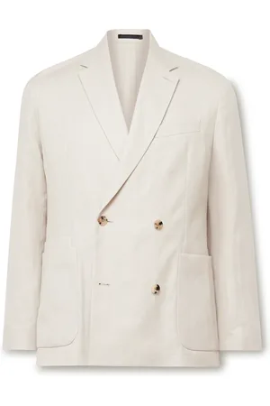 Paul Smith Double-Breasted Herringbone Linen and Cotton-Blend Blazer